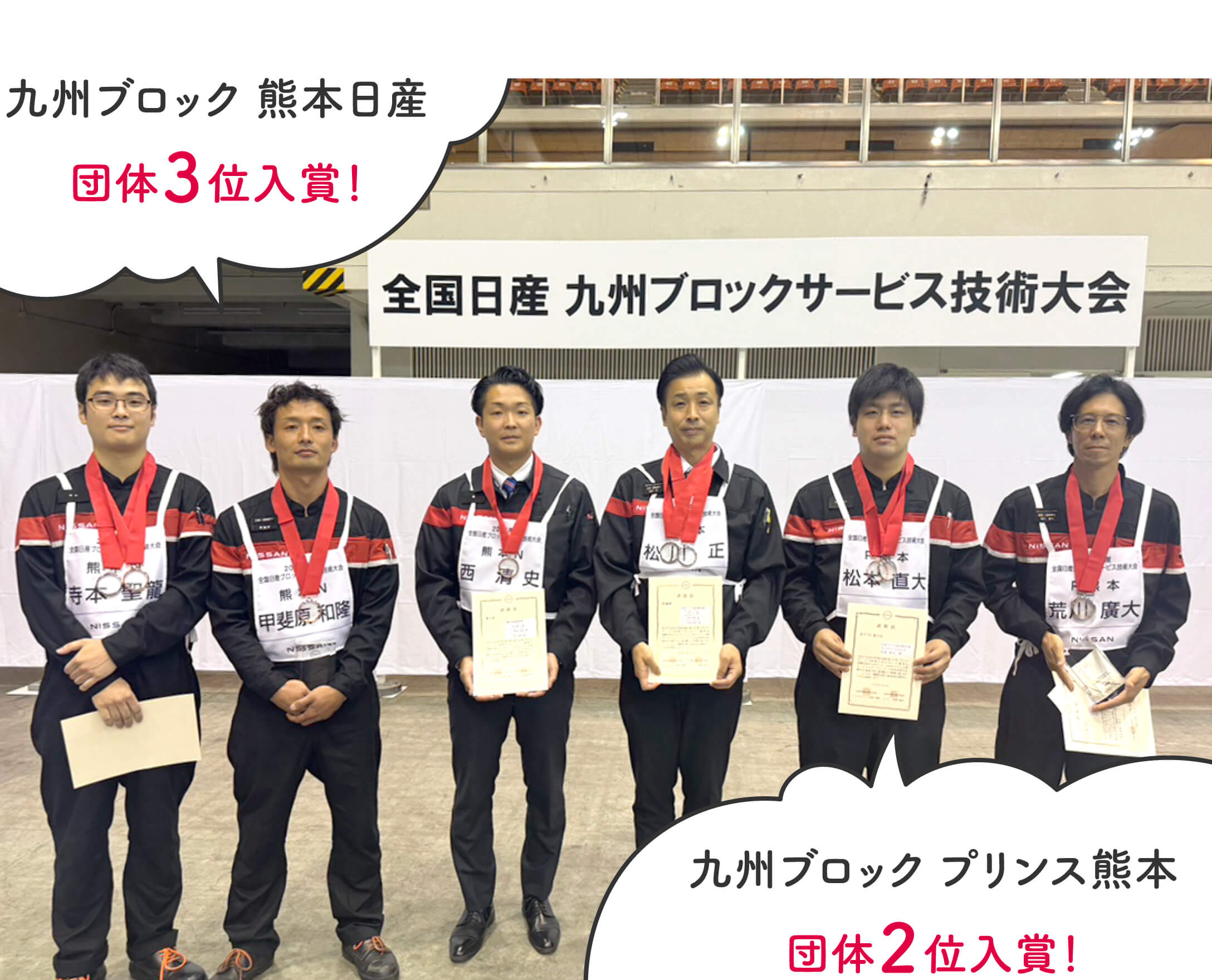 九州ブロック 熊本日産 団体3位入賞／九州ブロック プリンス熊本 団体2位入賞